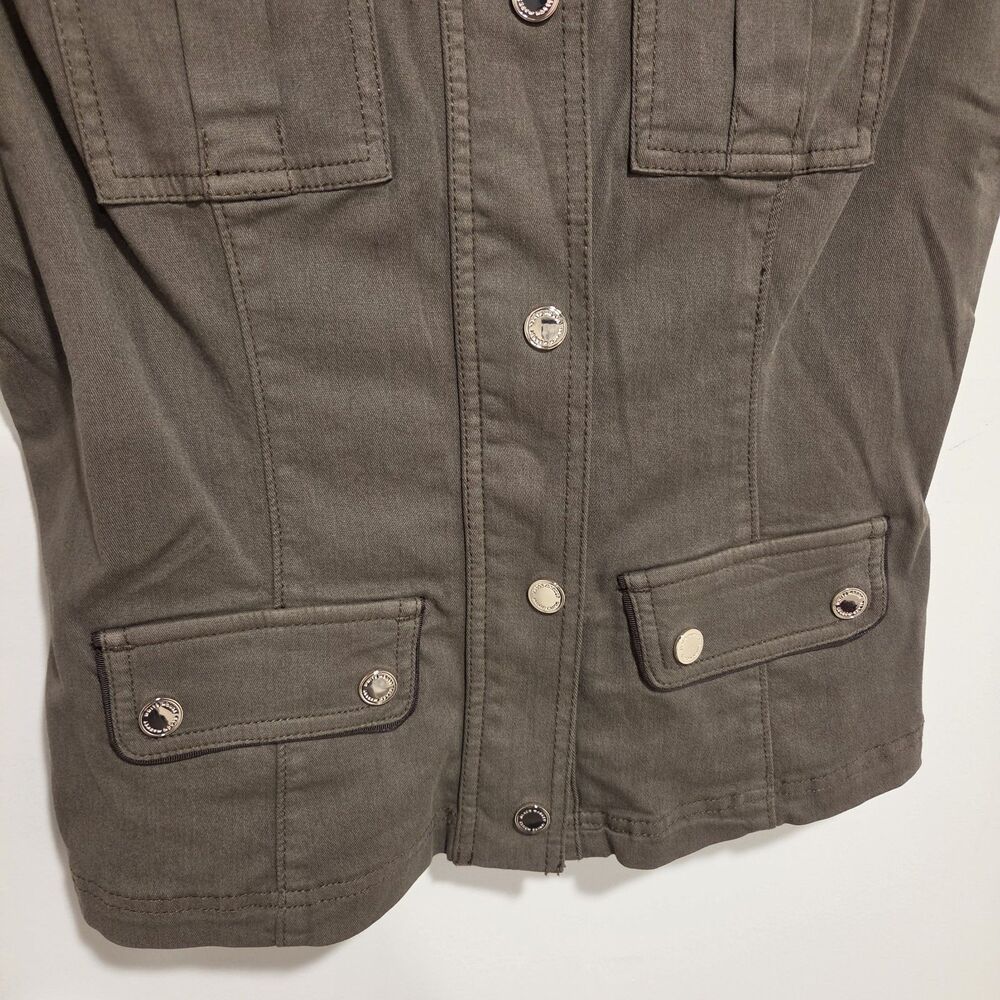 White House Black Market Casual Utility Jacket Sz 4 Olive Green Short Sleeve New - Picture 3 of 11